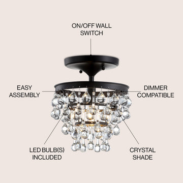 Toronto Metal/Crystal LED Flush Mount - JONATHAN Y
